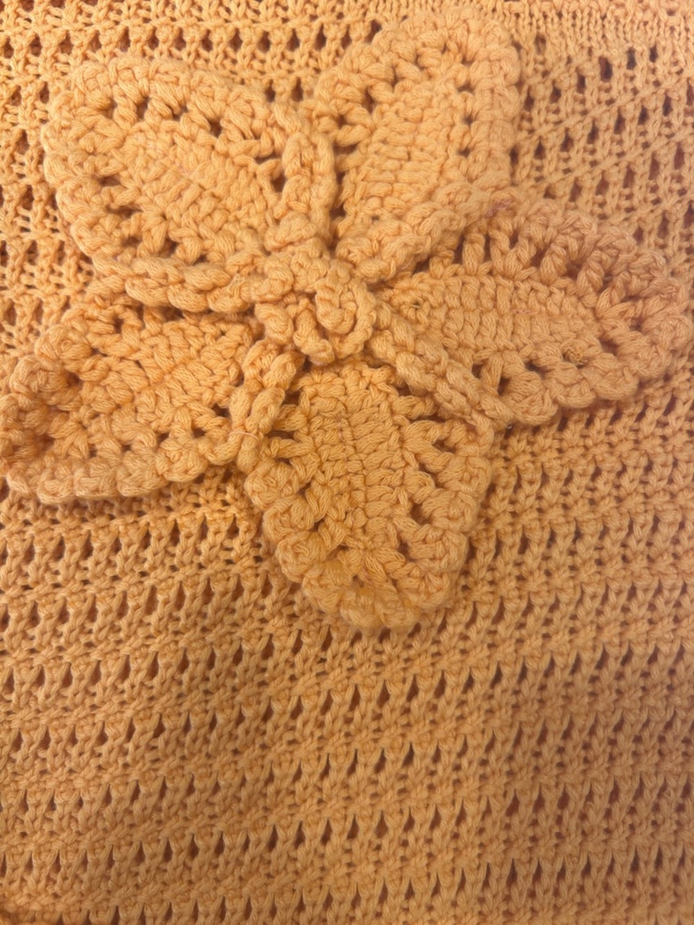 Meshki Kyla Crochet orange Halter Maxi Dress Sz small Floral Applique boho - Picture 13 of 13